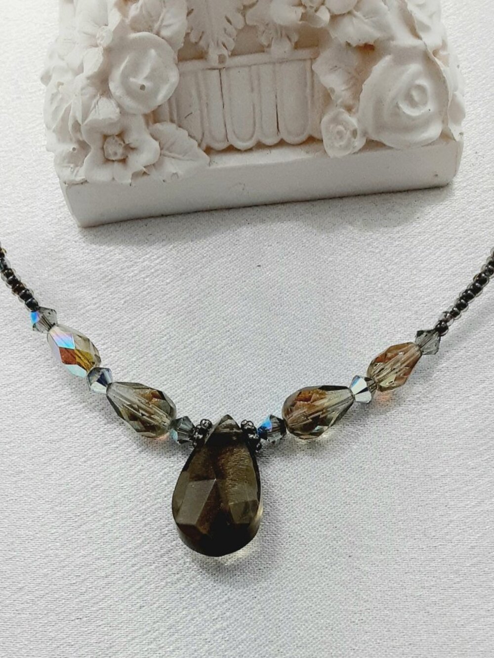 NEW 16 inch faceted smokey quartz necklace